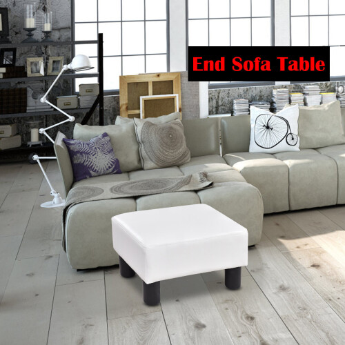 Costway PU Leather Ottoman Upholstery Low Footstool Sofa Side Footrest Stool 2