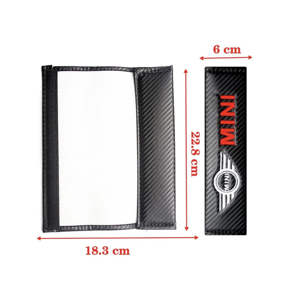 2Pcs Mini Carbon Fiber Style Leather Seat Belt Shoulder Pad 4754135866319