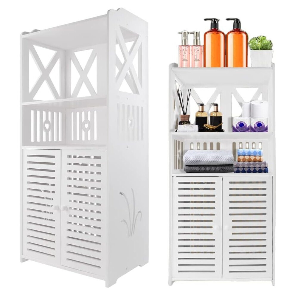 (Two Doors 40W x 25D x 90H(CM)) Bathroom Sideboards Storage Cupboard Floor Cabinets Shelves with Doors