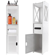 (One Door 18W x 20D x 80H(CM) ) Bathroom Sideboards Storage Cupboard Floor Cabinets Shelves with Doors
