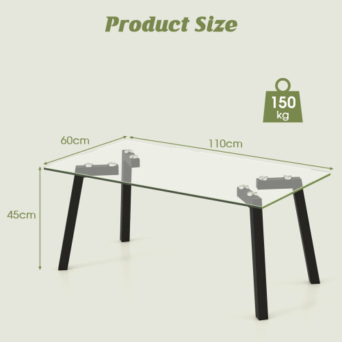 Costway Tempered Glass Coffee Table Modern Rectangular Table Living Room 1