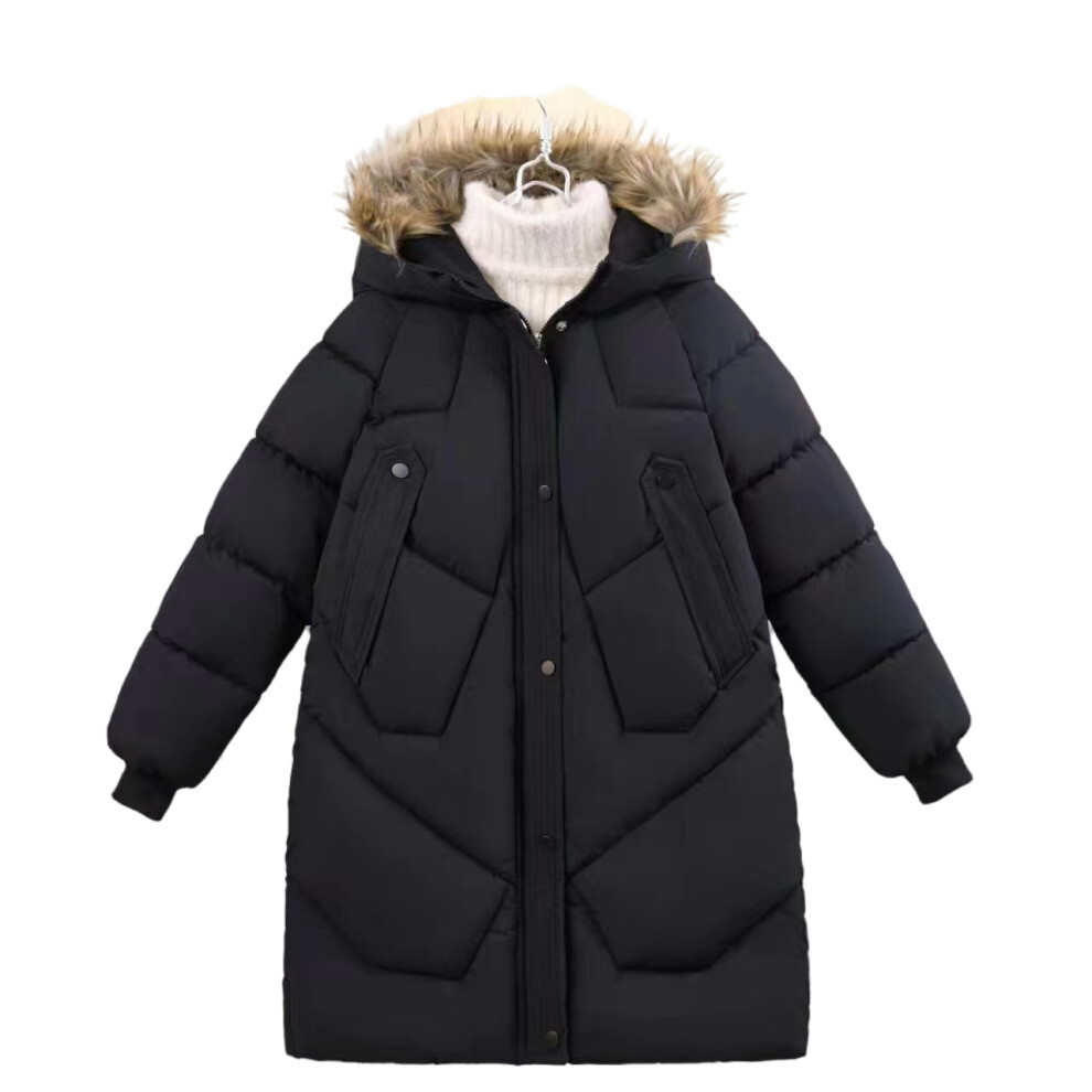 (Black, 5-6 Years) Kids Girls Parker Coat jackets Hooded Winter UK