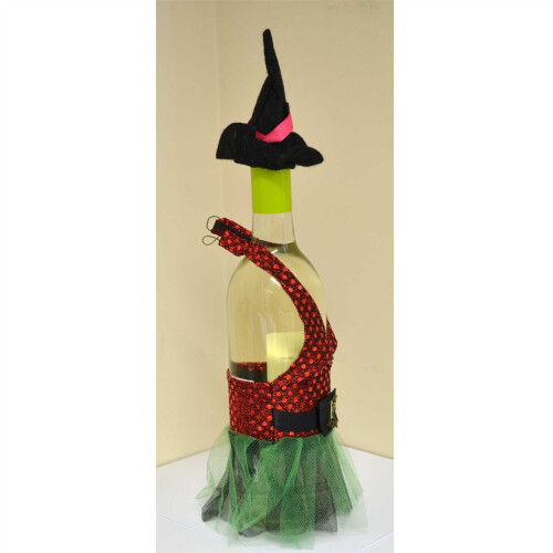 Standard Size Wine Bottle Cover Party Decor Tableware Pub Witch Dress 2