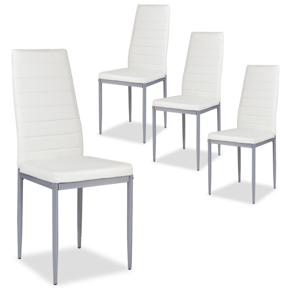 Casart Set Of 4 Dining Chairs Upholstered Kitchen Armless Chair W/ Cushion White