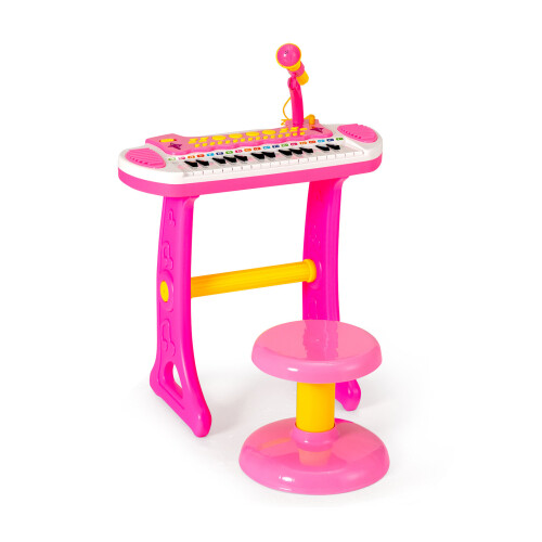Casart 31-Key Kids Electronic Keyboard Toy w/ Stool Microphone Record Gift 3+
