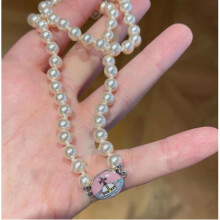 (White gold and pink enamel pearl necklace) Vivienne Westwood Enamel Pearl Necklace