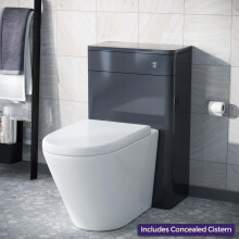 Modern 500mm Grey Back To Wall WC Unit & Rimless Toilet Pan Space Saving Afern