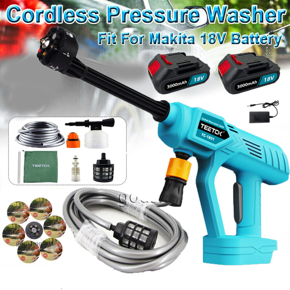 2 Battery Cordless Portable Car High Pressure Washer Jet Water Wash Cleaner Gun-Makita Compatible