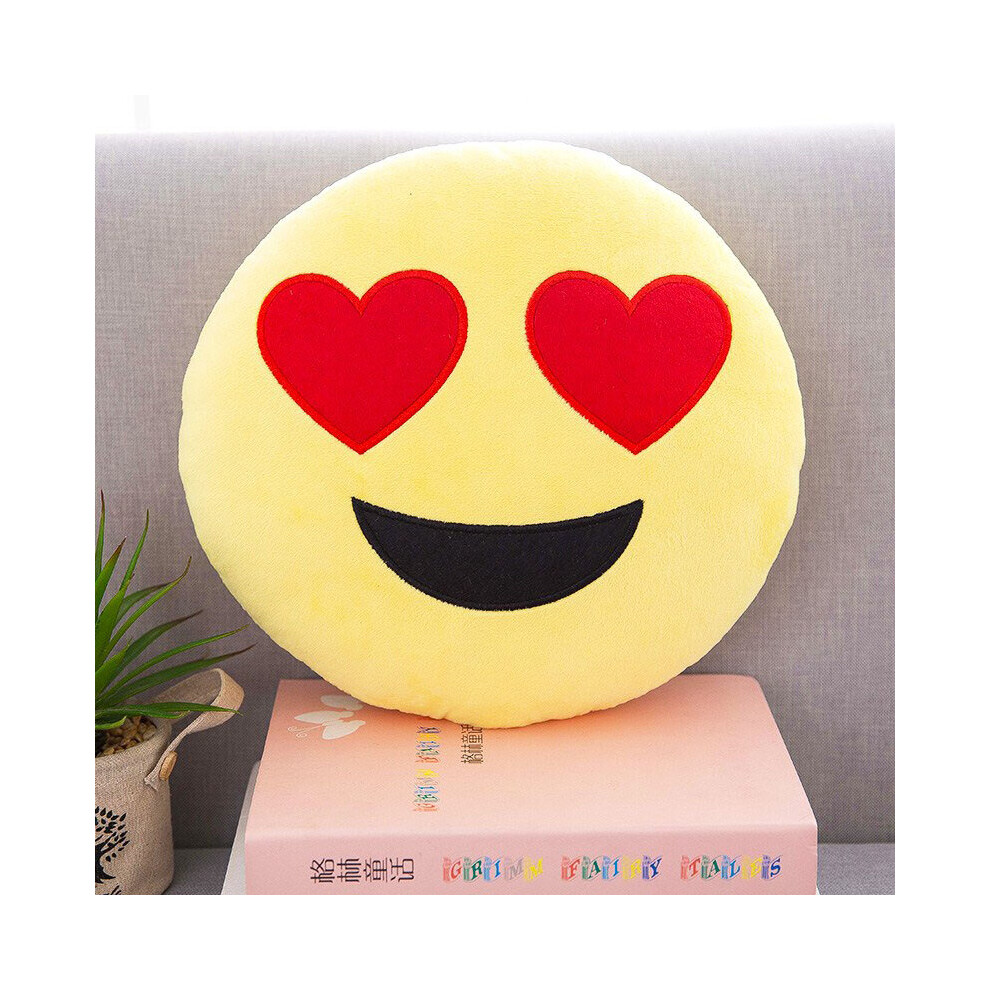 (In Love) 13 Yellow Emoticon Round Cushion Pillow Stuffed Plush Soft Decor Home