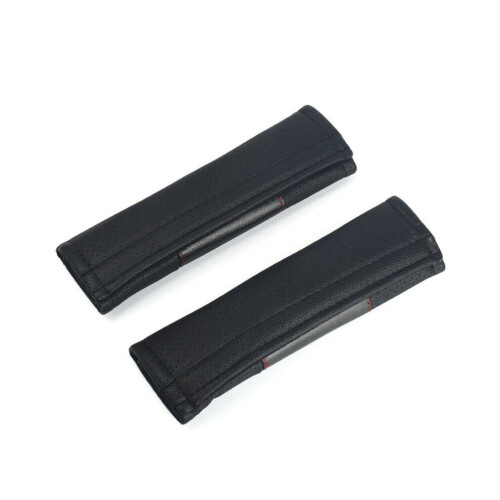 2pcs VW Black Seat Belt Cover Shoulder pad Microfiber Soft Leather 1