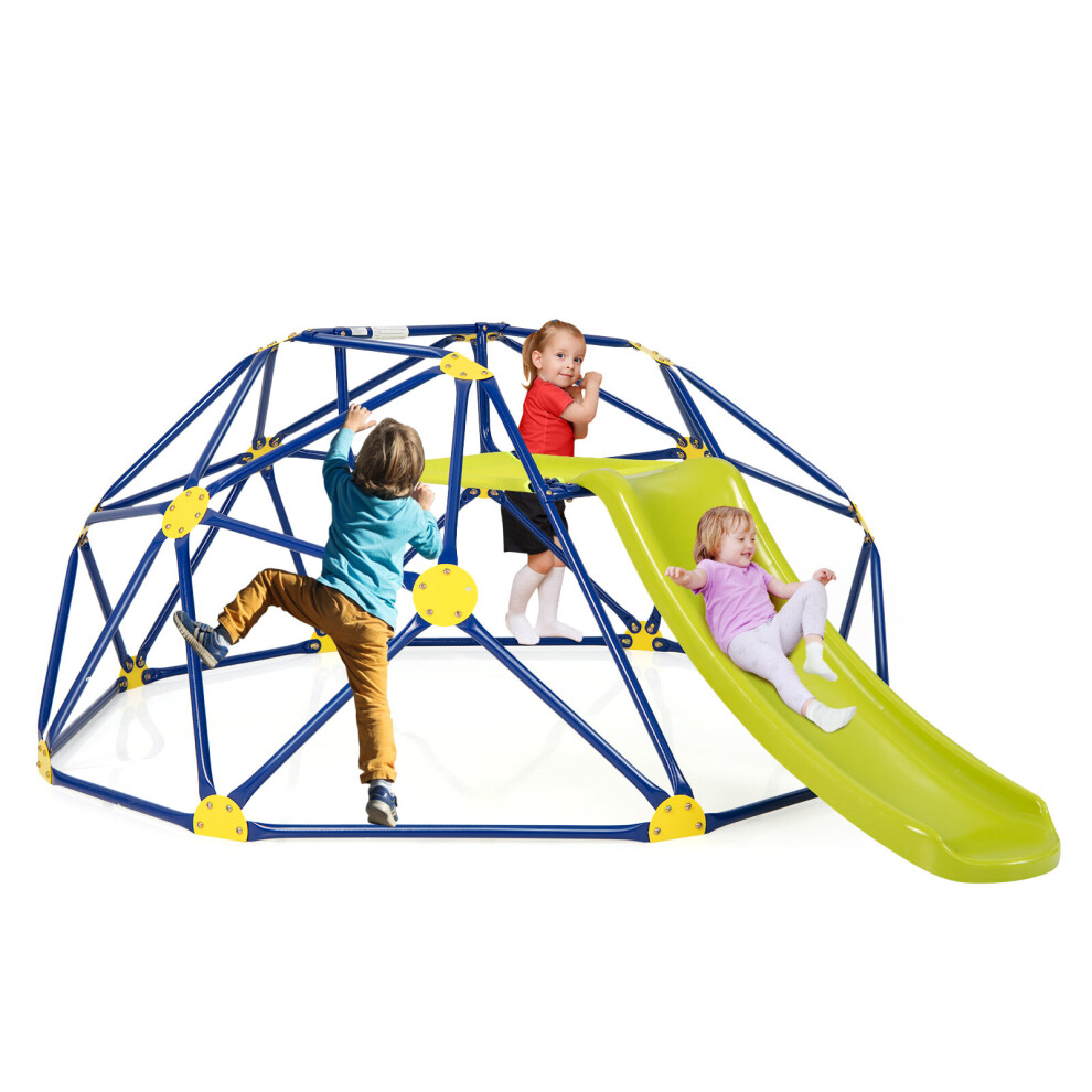 8FT Dome Climber Kids Climbing Frame W/ Slide Geometric Climbing Dome