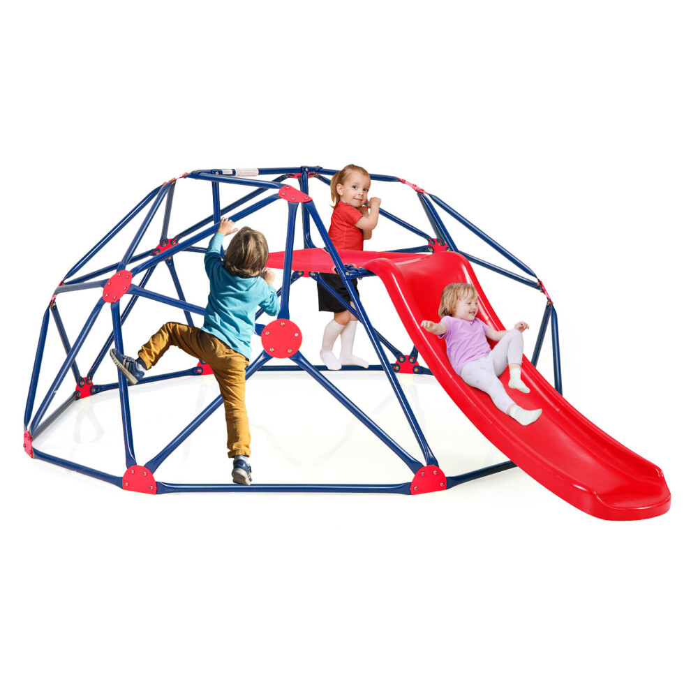 8FT Dome Climber Kids Climbing Frame W/ Slide Geometric Climbing Dome