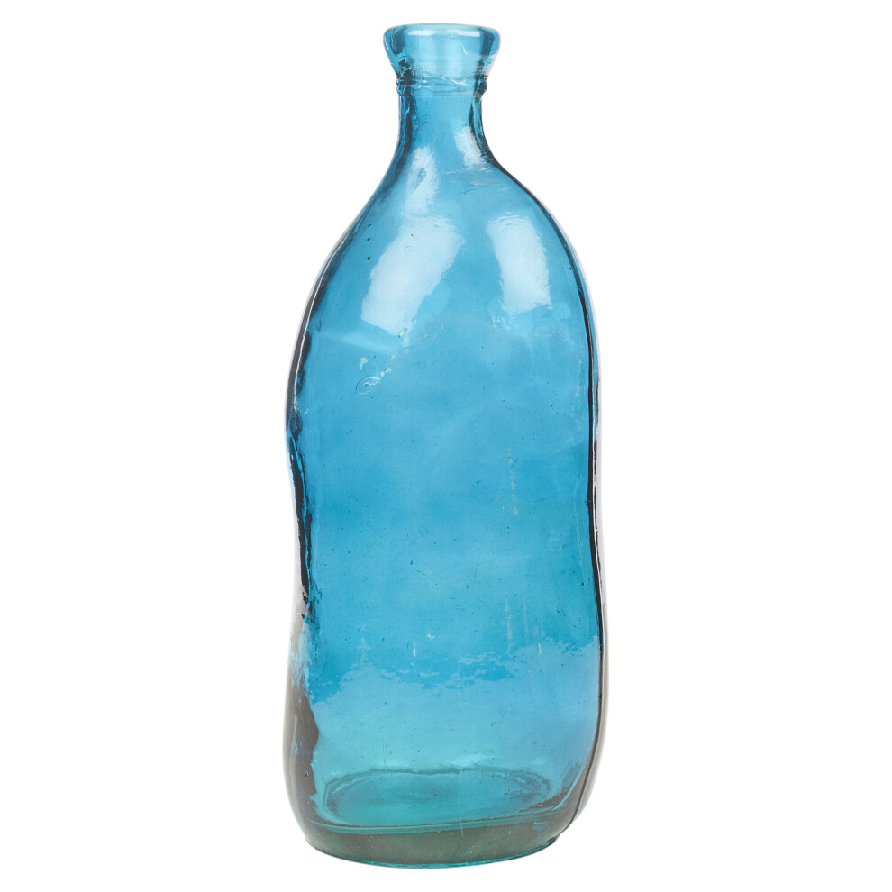 (Blue) 36cm 3.1L Recycled Coloured Glass Lea Flower Vase