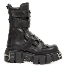 (43) NEW M-422-S1 Unisex Metallic Black Leather Boots