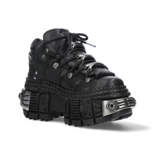 (42) NEW WALL106-S10 Unisex Metallic Black Leather Boot