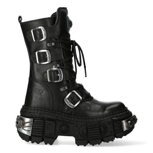New Rock (40) NEW WALL1473-S3 Unisex Metallic Black Gothic Boot