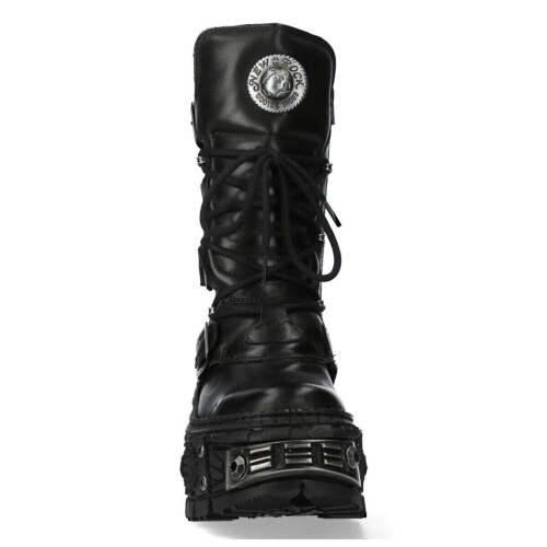 New Rock (39) WALL1473-S11 Unisex Metallic Black Gothic Boot 2