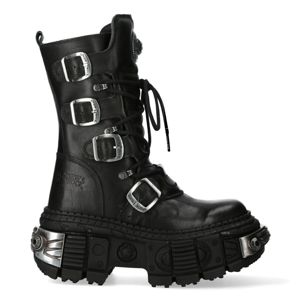 New Rock (39) New Wall1473-S3 Unisex Metallic Black Gothic Boot