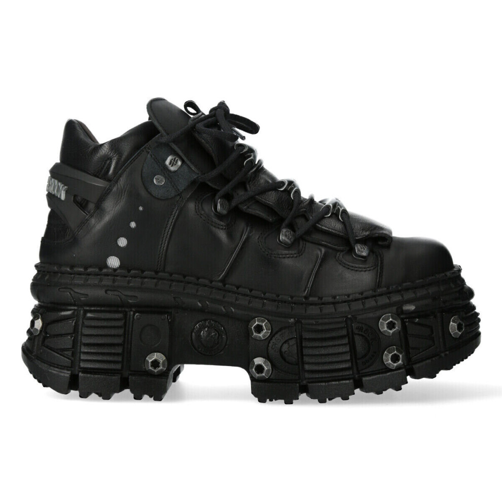 New Rock (36) New Wall106-S25 Unisex Metallic Black Gothic Boot