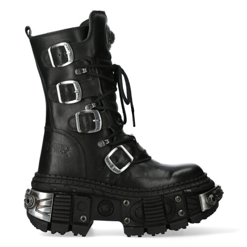 New Rock (41) WALL1473-S11 Unisex Metallic Black Gothic Boot