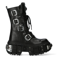 (44) WALL1473-S11 Unisex Metallic Black Gothic Boot