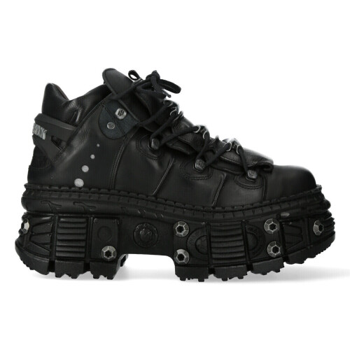 New Rock (37) NEW WALL106-S25 Unisex Metallic Black  Gothic Boot