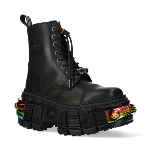 New Rock (36) NEW WALL83CCT-S8 Unisex Metallic Black Boots 2