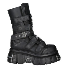 (39) New M-MET422-S1 Unisex Metallic Black Leather Boot