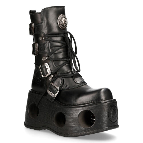 New Rock (37) 373-S2 Metallic Black Neptuno Platform Gothic Boot