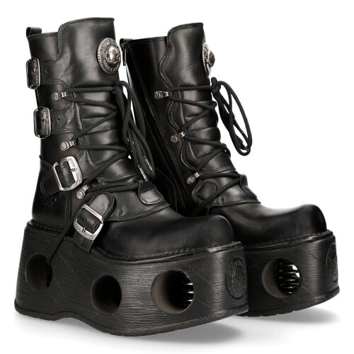 New Rock (37) 373-S2 Metallic Black Neptuno Platform Gothic Boot 1