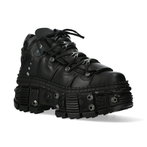New Rock (43) NEW WALL106-S25 Unisex Metallic Black  Gothic Boot 2
