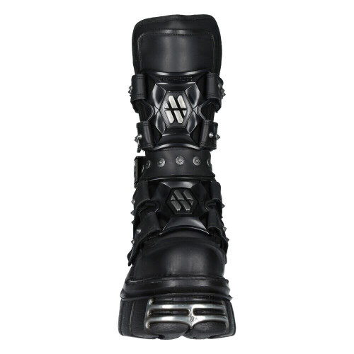 New Rock (39) New M-MET422-S1 Unisex Metallic Black Leather Boot 2