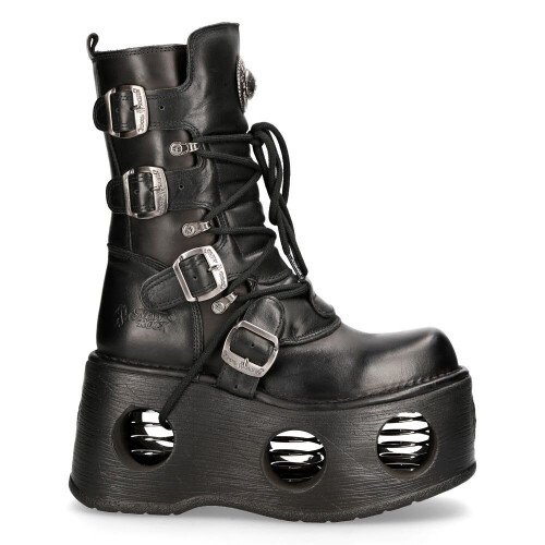 New Rock (37) 373-S2 Metallic Black Neptuno Platform Gothic Boot 2