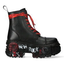 (43) WALL126CCT-C1 Unisex Metallic Black Leather Boot