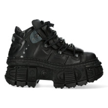 (46) New WALL106-S12 Unisex Metallic Black Leather Boot