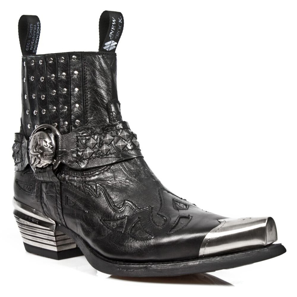 (39) New Rock Boots 7950P-S1 Black Gothic Metal Skull