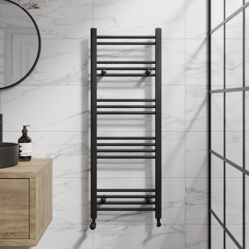 DuraTherm Heated Towel Rail Matt Black 1200 x 450mm Flat