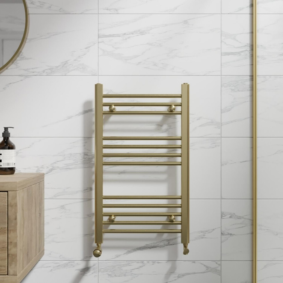 Duratherm Heated Towel Rail Brushed Brass 750 X 450Mm Flat
