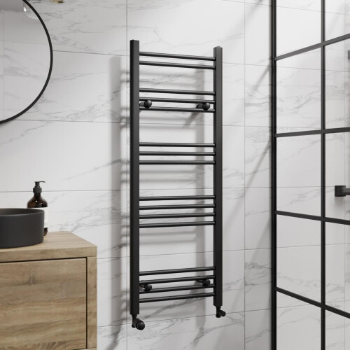 DuraTherm Heated Towel Rail Matt Black 1200 x 450mm Flat 1