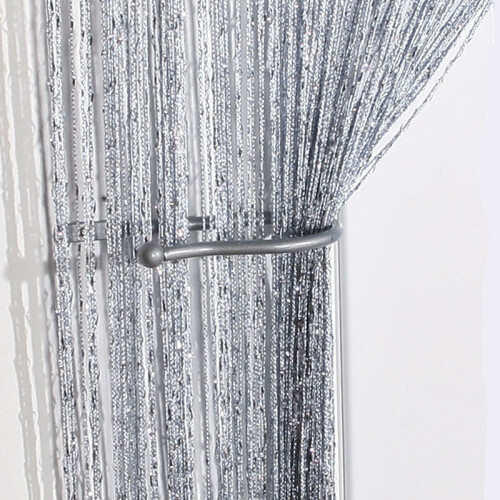 (LightGrey) Glitter String Door String Curtain Panels Fly Screen Room Divider Voile Curtains