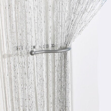 (White) Glitter String Door String Curtain Panels Fly Screen Room Divider Voile Curtains