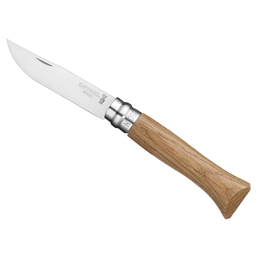 OPINEL No 6 Oak Classic - Oak wood handle - 7cm stainless steel blade with locking collar