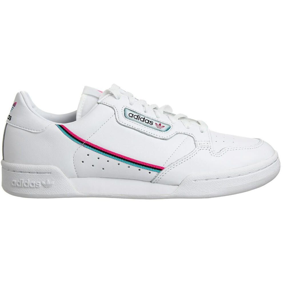 (8 (Adults')) Adidas Continental 80 Lace-Up White Smooth Leather Mens Trainers FX3516