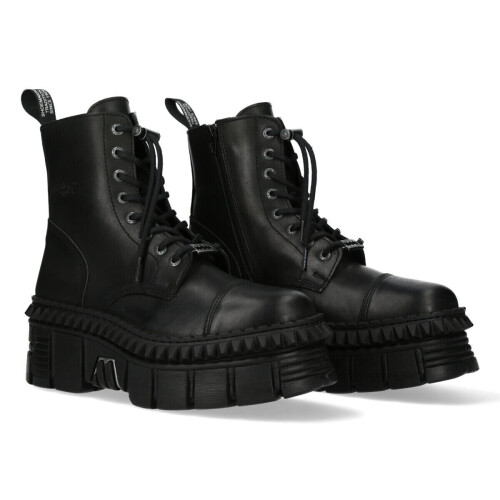 New Rock (36) NEW WALL083CCT-S6 Unisex Metallic Black Boots 1