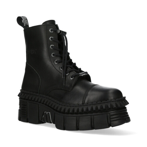 New Rock (36) NEW WALL083CCT-S6 Unisex Metallic Black Boots 2