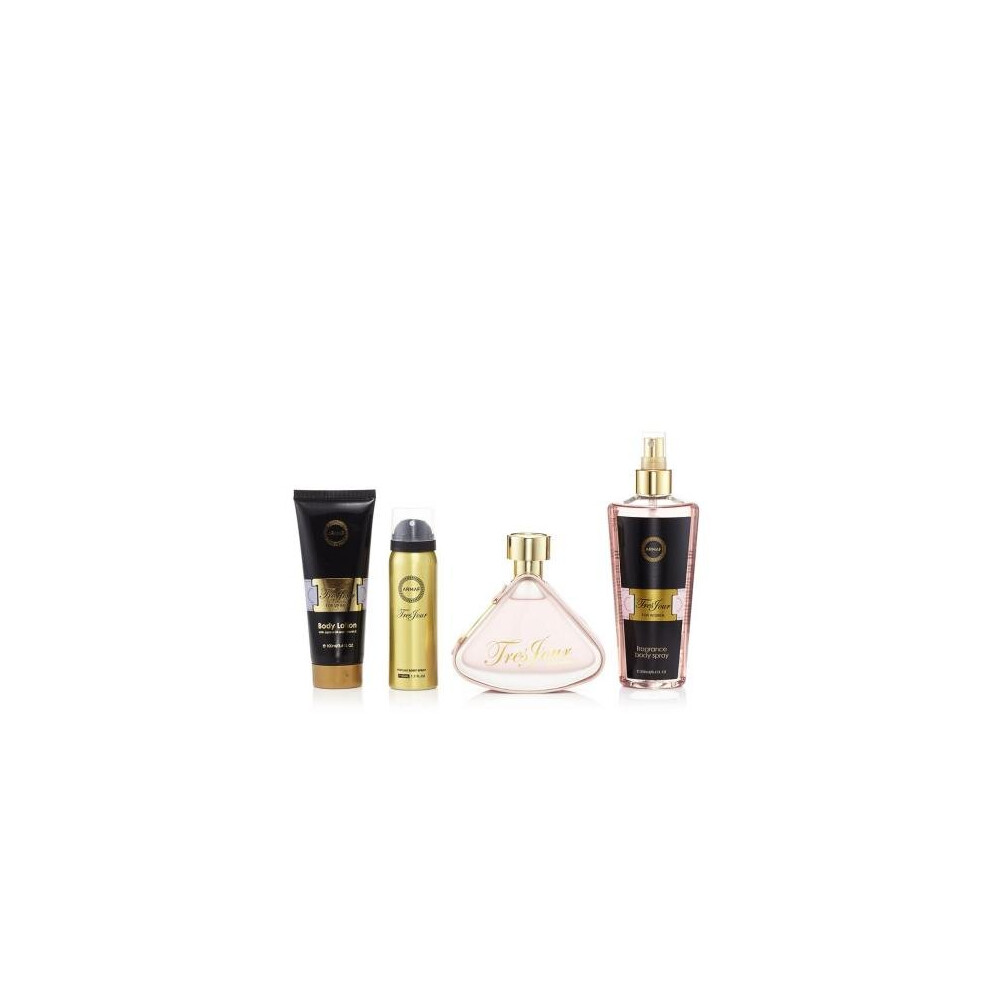 Armaf Tres Jour 4 Pcs Set: 3.4 Eau De Parfum Spray + 3.4 Body Lotion + 1.7 Perfume Body Spray + 8.4 Fragrance Body Spray