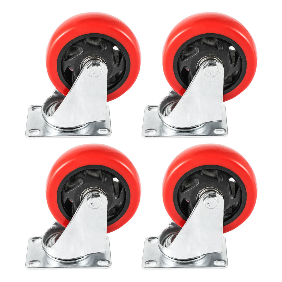 (2x Brake Casters+2x Casters) 4X100mm Double 700kg Rubber Swivel Castor Wheel