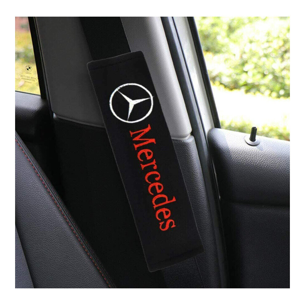 2Pcs Mercedes Benz Logo Soft Plush Seat Belt Cover Shoulder Pad 4754135866456