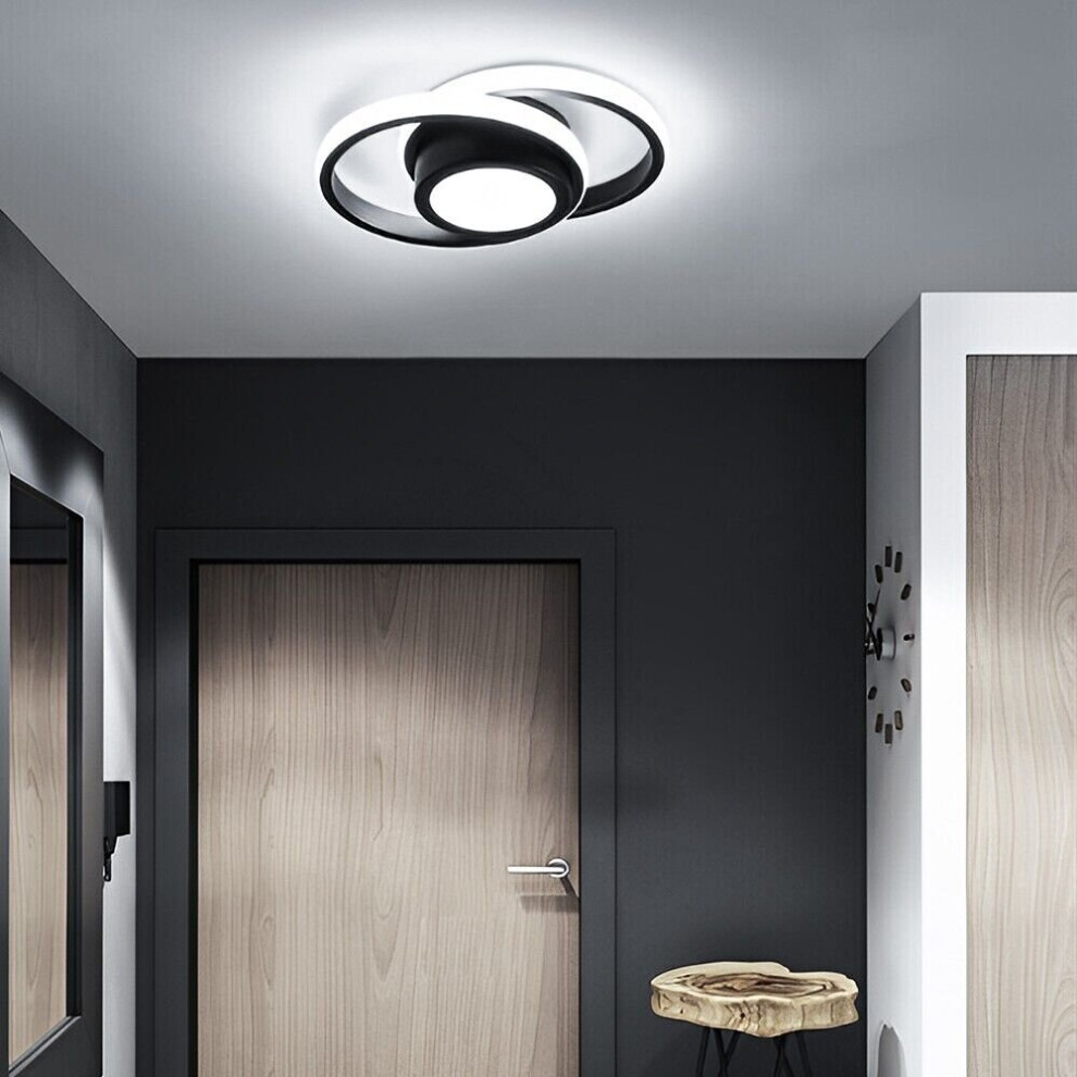 (Round-Black-white light) Modern Ceiling Light Semi Flush LED Pendant Lights Chandelier Living Room Lamp