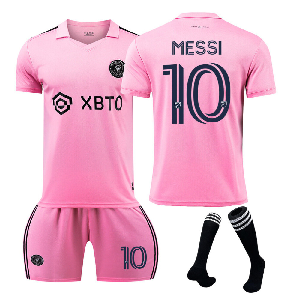 (24) 2324 Miami Jerseys #10 Macy's Major League Soccer Jerseys Home Pink Set With Black Socks 